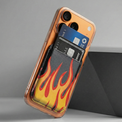 Leather MagSafe wallet with Flame design