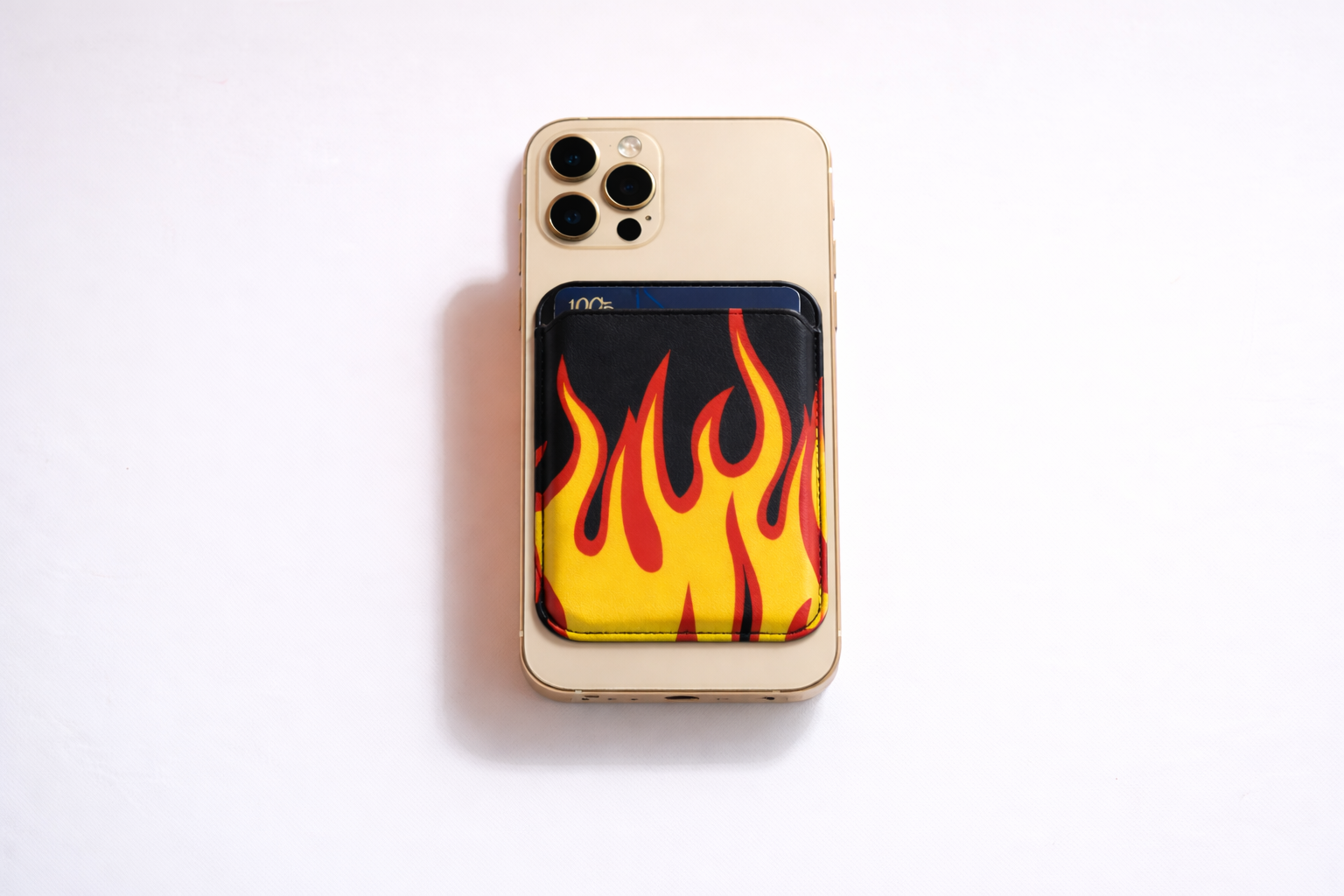 Leather MagSafe wallet with Flame design