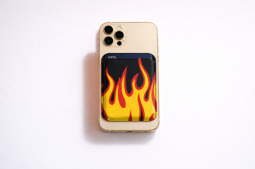 Leather MagSafe wallet with Flame design